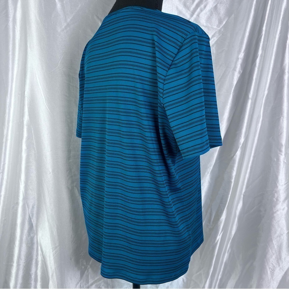 Vintage Y2K Electric Blue Rib Knit Stripe Baby Tee XXL 90s Grunge Stretch Top - Picture 4 of 9